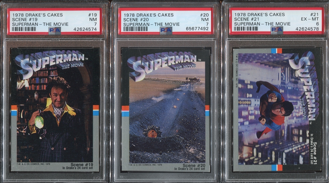 1978 Drakes Cakes Superman: The Movie Complete PSA-Graded Set of (24) Cards