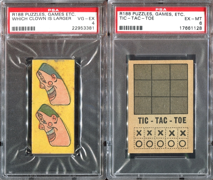 R188 W.S. Corp Puzzles and Games Type 1 and Type 2 PSA-Graded Pair of Cards