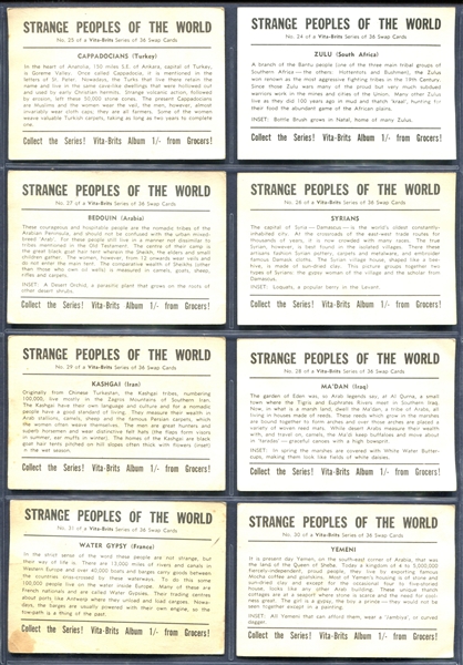 1958 Vita-Brits (Nabisco Australia) Near Set (28/36) Cards from Strange Peoples of the World