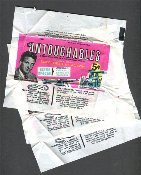 1962 Leaf Untouchables Lot of Booklets, Stickers and Wrappers with Unopened Pack