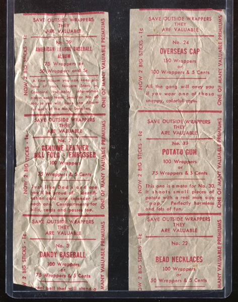 Early 1950's Topps? Inner Package Wrappers Pair