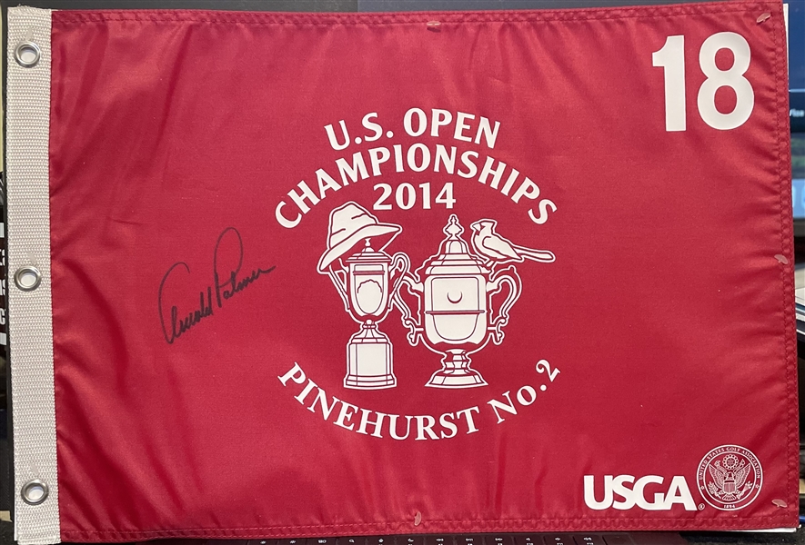 Autographed Arnold Palmer 2014 U.S. Open (Pinehurst No.2) Pin Flag