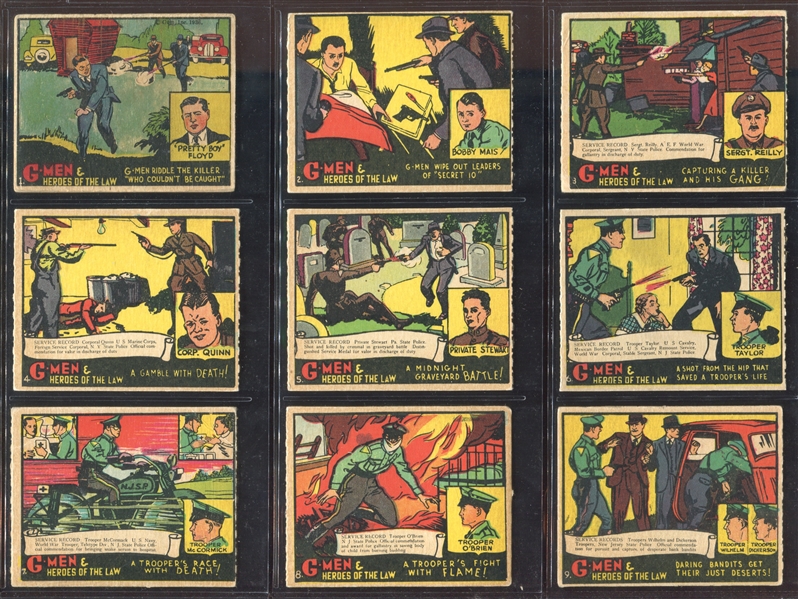 R60 Gum Inc G-Men and the Heroes of the Law Complete Low-Series Strip Set of (24) Cards