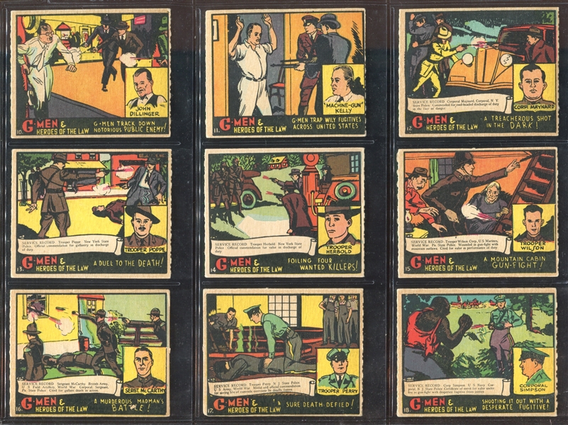 R60 Gum Inc G-Men and the Heroes of the Law Complete Low-Series Strip Set of (24) Cards