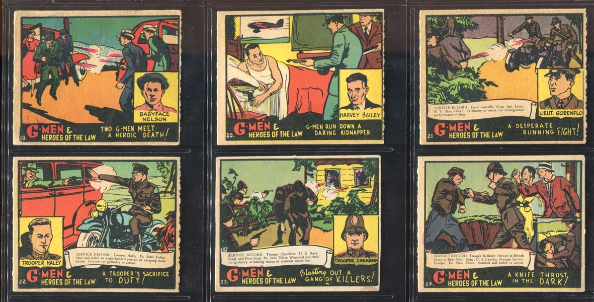 R60 Gum Inc G-Men and the Heroes of the Law Complete Low-Series Strip Set of (24) Cards