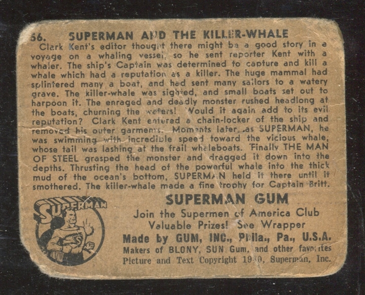 R145 Gum Inc Superman #56 Superman and the Killer-Whale High Series Card