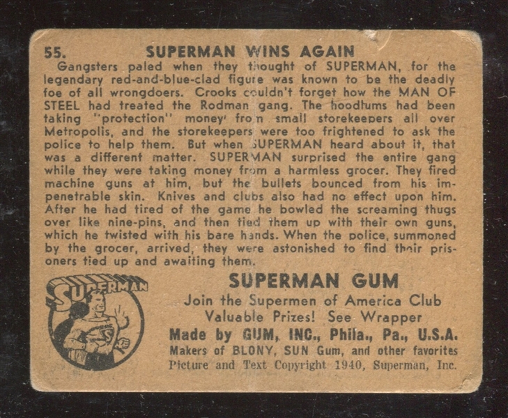 R145 Gum Inc Superman #55 Superman Wins Again High Series Card