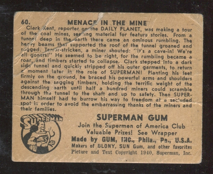 R145 Gum Inc Superman #60 Menace in the Mine High Series Card