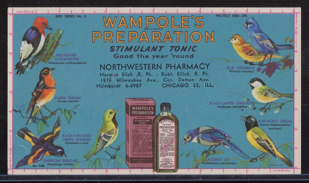 H694 Wampole's Creo-Terpin Bird Blotters