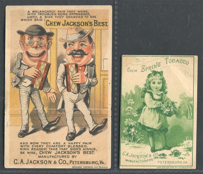 Lot of (2) C.A. Jackson Advertising Trade Cards With Metamorphic