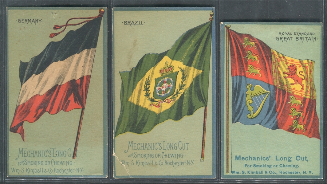 N195 Kimball National Flags Lot of (10) Different Cards