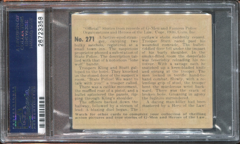 R60 Gum Inc G-Men and the Heroes of the Law #271 Grip of Steel PSA5 EX