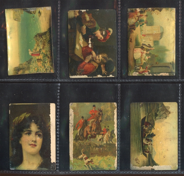 T304/PX108 Paintings on Convex Tin Lot of (6) Pieces