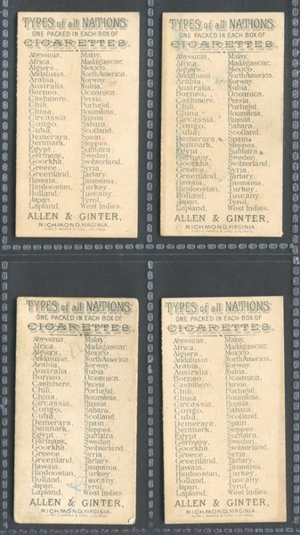 N24 Allen & Ginter Types of Nations Lot of (4) Cards