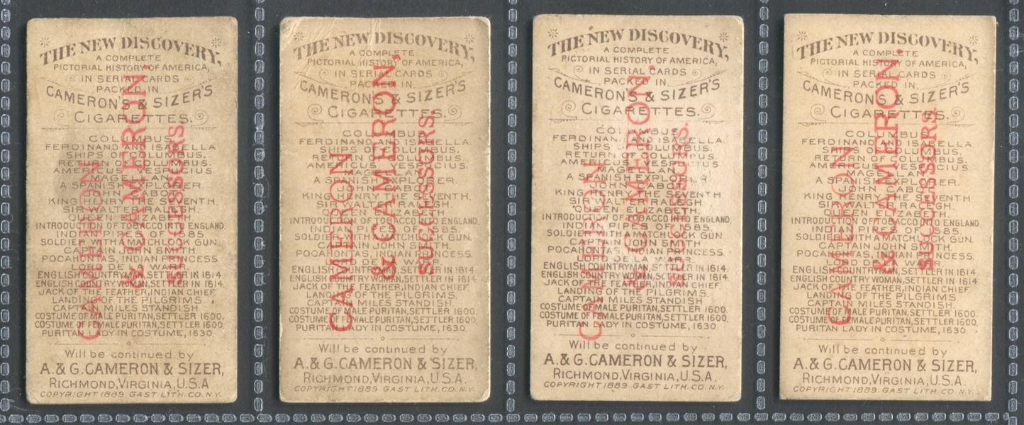 N462 Cameron & Cameron New Discoveries Lot of (4) Cards with Overprint Backs