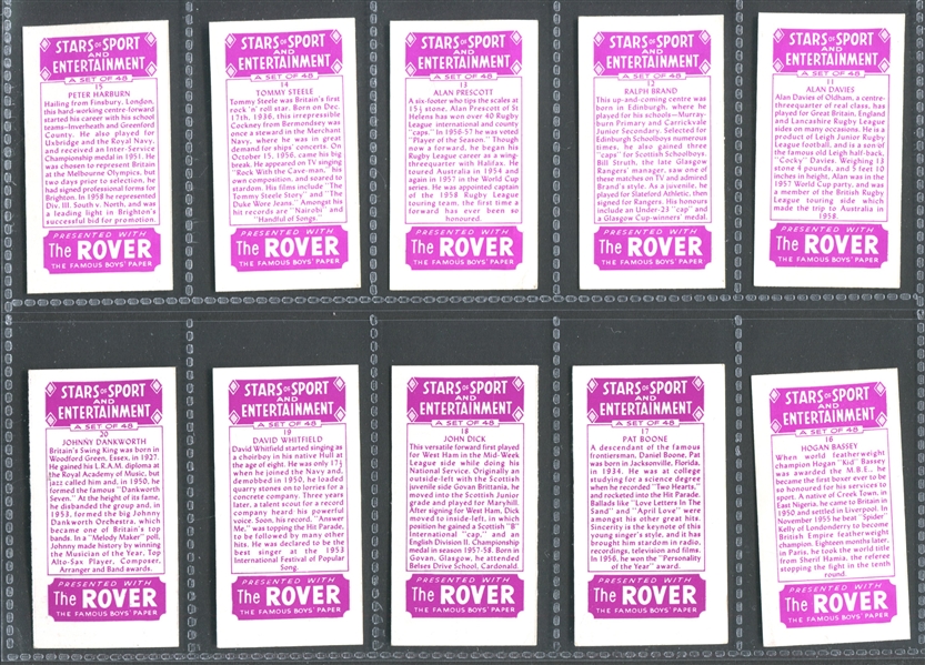 1960's The Rover Stars of Sport and Entertainment Complete Set of (48) With Elvis Presley