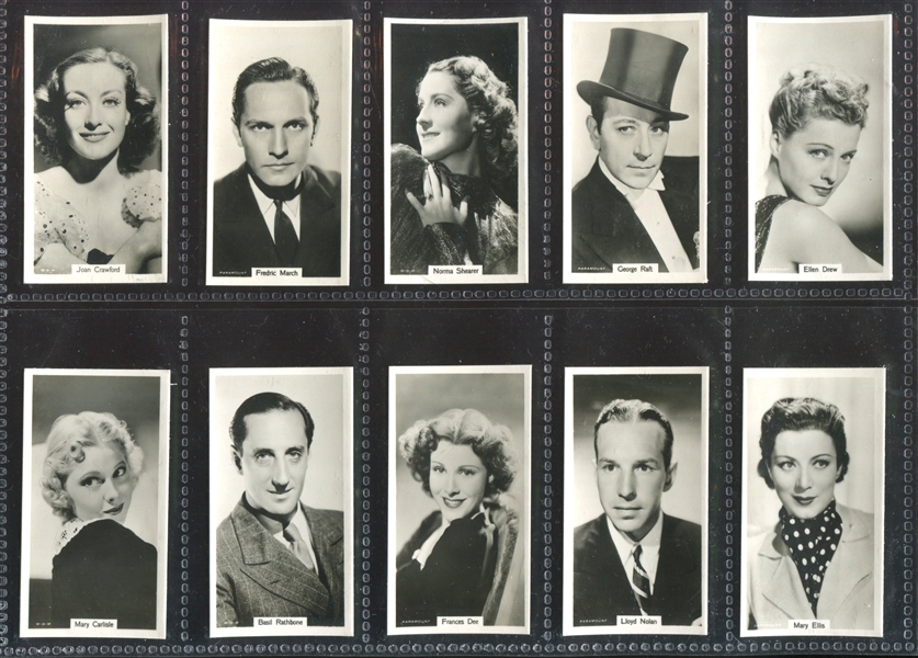 1939 R. J. Lea Famous Film Stars Complete Set of (54) Cards With Gable, Stewart and More