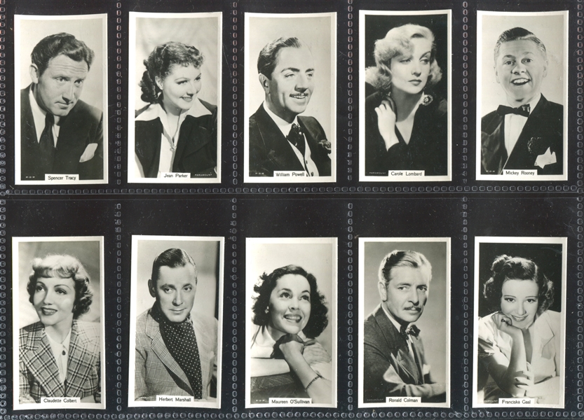 1939 R. J. Lea Famous Film Stars Complete Set of (54) Cards With Gable, Stewart and More