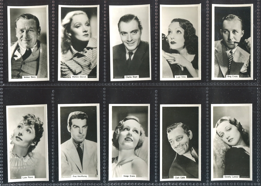 1939 R. J. Lea Famous Film Stars Complete Set of (54) Cards With Gable, Stewart and More