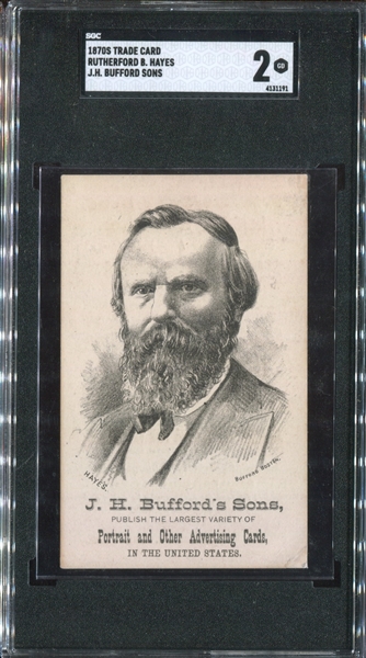 1880's J.H. Bufford & Sons Trade Card - Rutherford B Hayes SGC2 Good