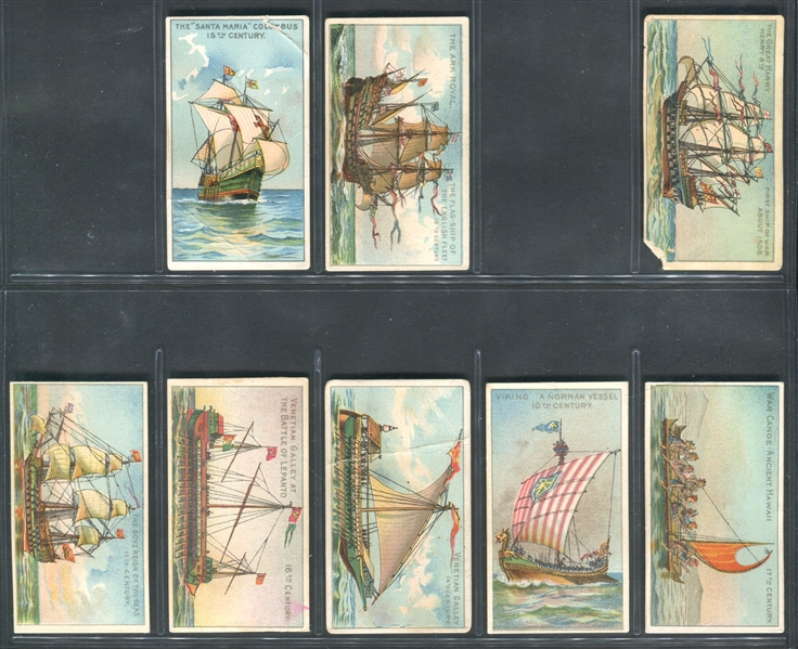 T418 American Tobacco Cards Ancient Ships (Series I) Near set (22/25) Plus (15) Duplicates