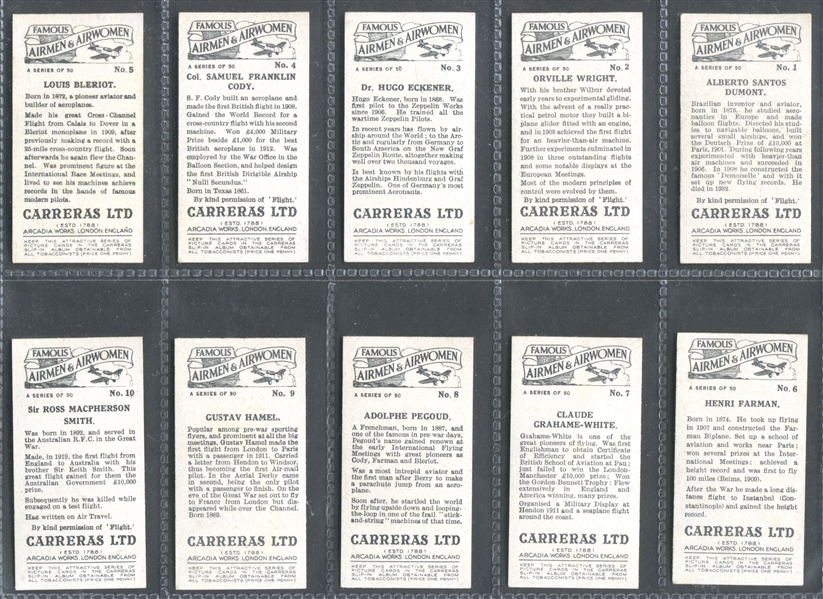 1936 Carrera Famous Airmen & Airwomen Complete Set of (50) Cards