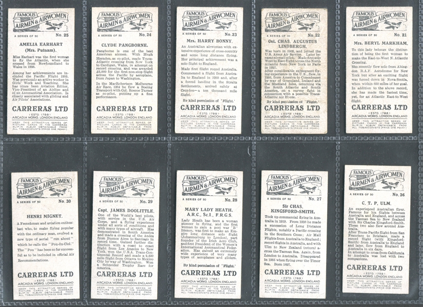 1936 Carrera Famous Airmen & Airwomen Complete Set of (50) Cards