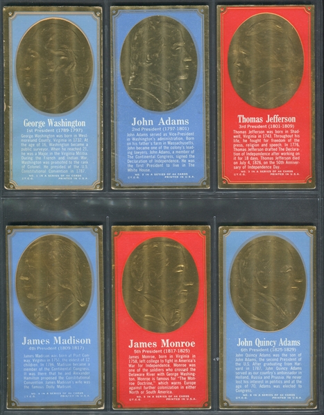 1965 Topps Embossed Presidents and Famous Americans Complete Set of (44)