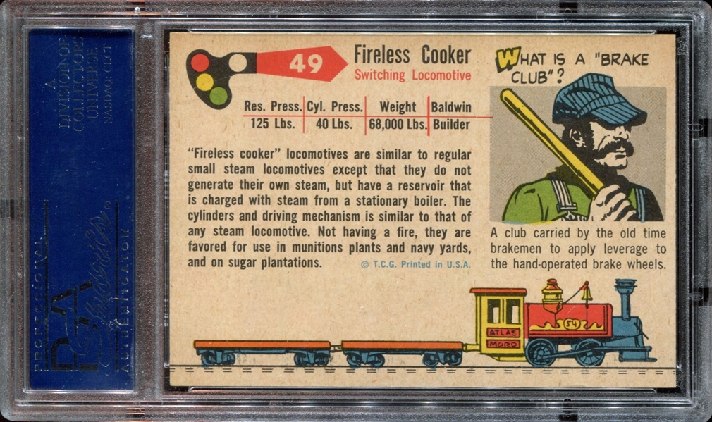 1955 Topps Rails & Sails #49 Fireless Cooker PSA7 NM