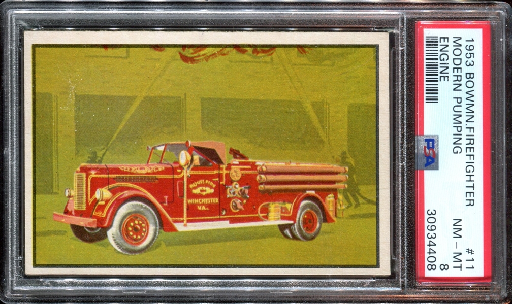 1955 Bowman “Firefighters” #11 PSA-8 NM-MT.