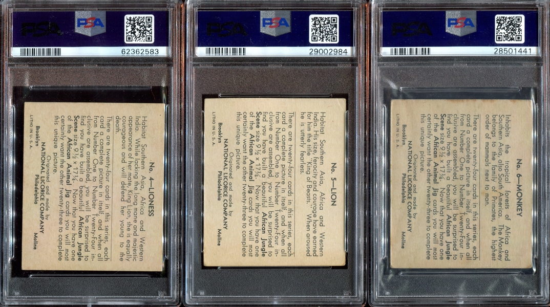 R6 National Licorice African Animal Jig Complete (24) Card PSA-Graded Set - Currently #4