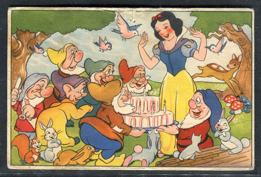 1930's-1950's Walt Disney Lot of (3) Trade and Post Cards featuring Snow White and Ducks