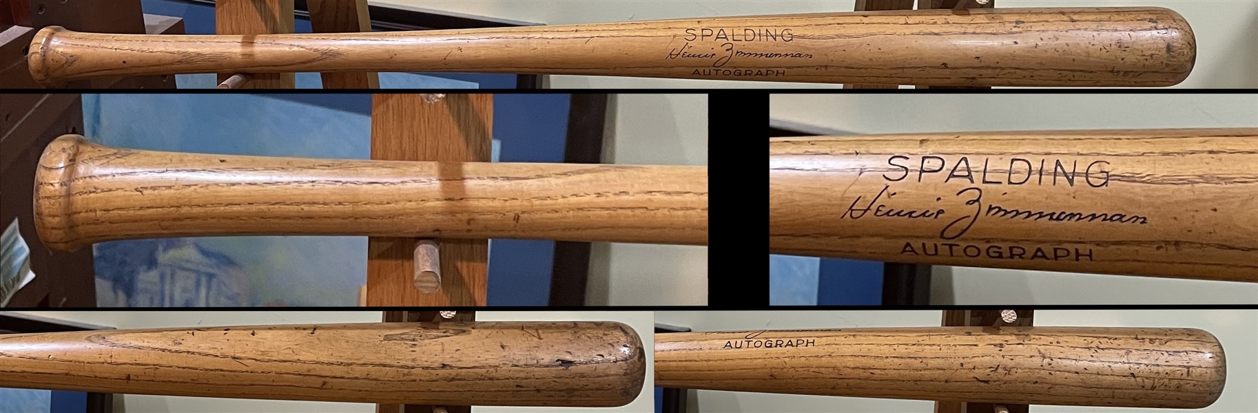 Fantastic Spalding Autograph Model Heine Zimmerman Baseball Bat