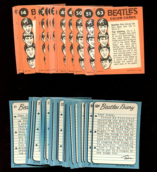 1964 Topps Beatles Lot of (202) Cards From All (5) Series - B/W, Color and Diary