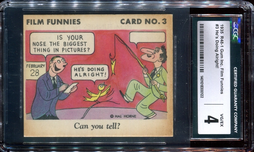 R48 Gum Inc Film Funnies #3 Jimmy Durante (Type 1) CGC4 VG-EX