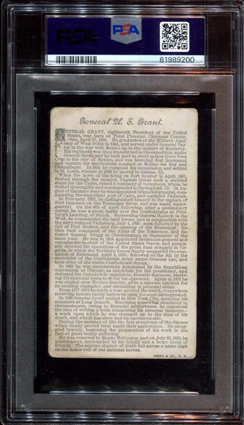 N114 Duke Honest Long Cut Civil War Generals General U.S. Grant PSA-Graded