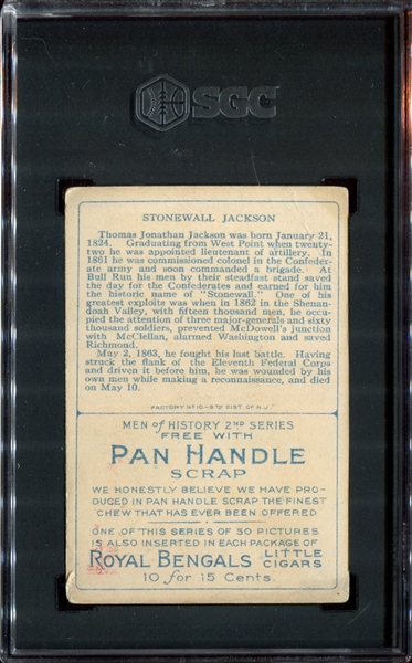 T68 Pan Handle Scrap Men of History General Stonewall Jackson SGC3 VG