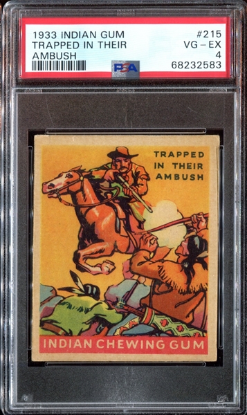 R73 Goudey Gum Indian Gum #215 Trapped in Their Ambush PSA4 VG-EX