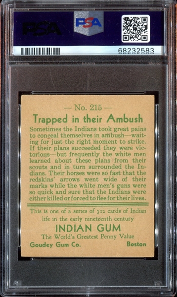 R73 Goudey Gum Indian Gum #215 Trapped in Their Ambush PSA4 VG-EX