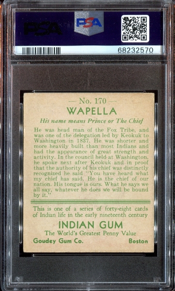 R73 Goudey Gum Indian Gum #170 Wapella PSA4.5 VG-EX+