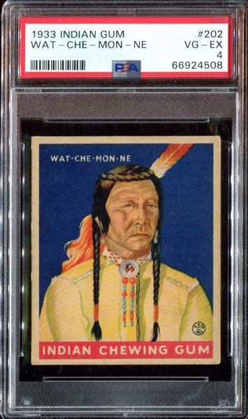 R73 Goudey Gum Indian Gum #202 Wat-Che-Mon-Ne PSA4 VG-EX