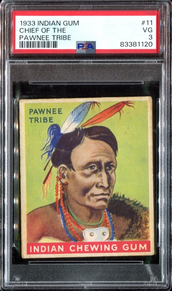 R73 Goudey Gum Indian Gum #11 Chief of the Pawnee Tribe PSA3 VG