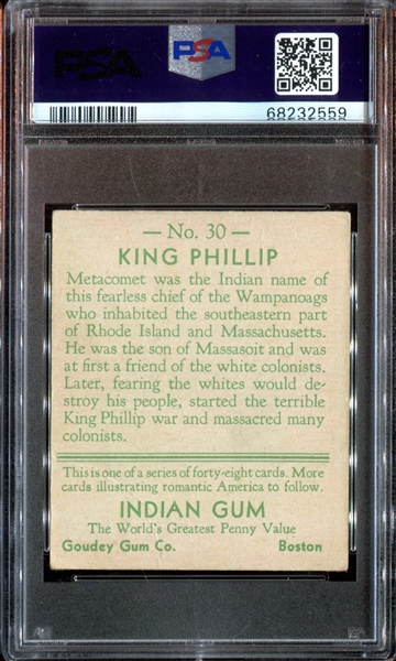 R73 Goudey Gum Indian Gum #30 King Phillip PSA2 Good