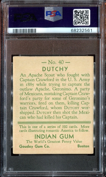 R73 Goudey Gum Indian Gum #40 Dutchy PSA5 EX