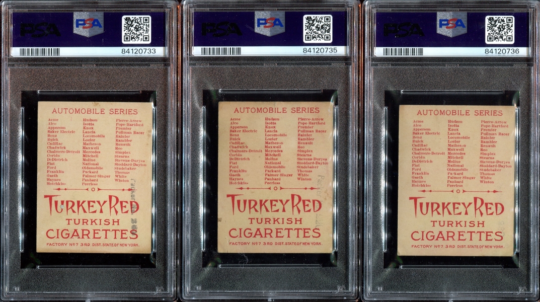 T37 Turkey Red Automobiles Lot of (5) PSA-Graded Cards with PSA5 EX