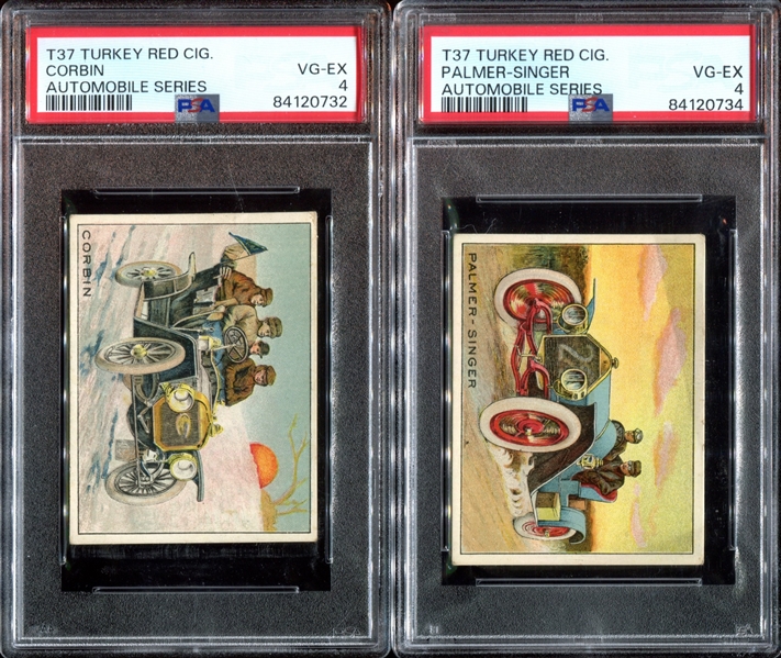 T37 Turkey Red Automobiles Lot of (5) PSA-Graded Cards with PSA5 EX