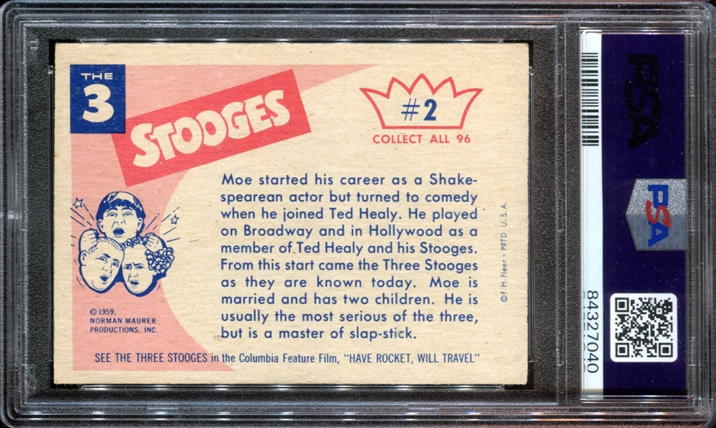 1959 Fleer Three Stooges #2 Moe PSA7 NM