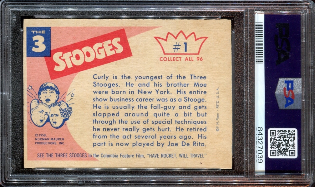 1959 Fleer Three Stooges #1 Curly PSA6 EX-MT