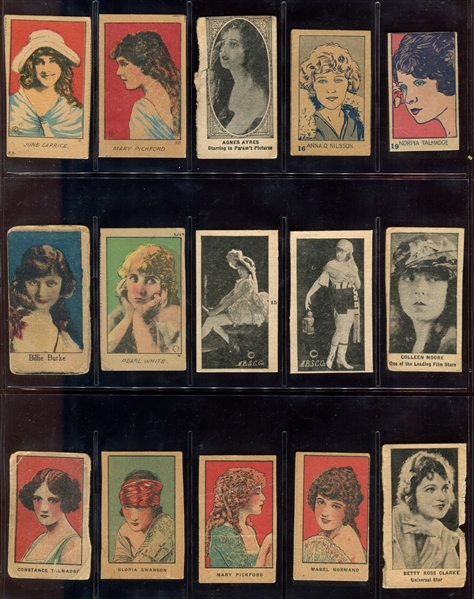 Mixed Lot of (15) W Strip Card Actresses with Pickford, Swanson and Normand