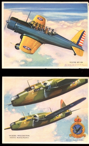 UO02 Richfield Gasoline Airplanes (With Insignia) Near Set (10/12) Cards